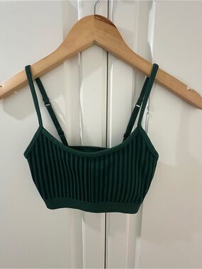 aerie Forest Green Ribbed Crop Bralette